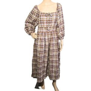 NEW Madewell Gauze Sophia Midi Dress Size Small Long Sleeve Oversized